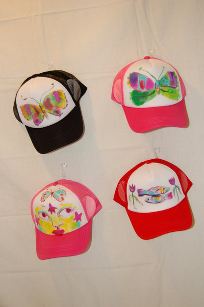 Pink Butterfly Handpainted Hat