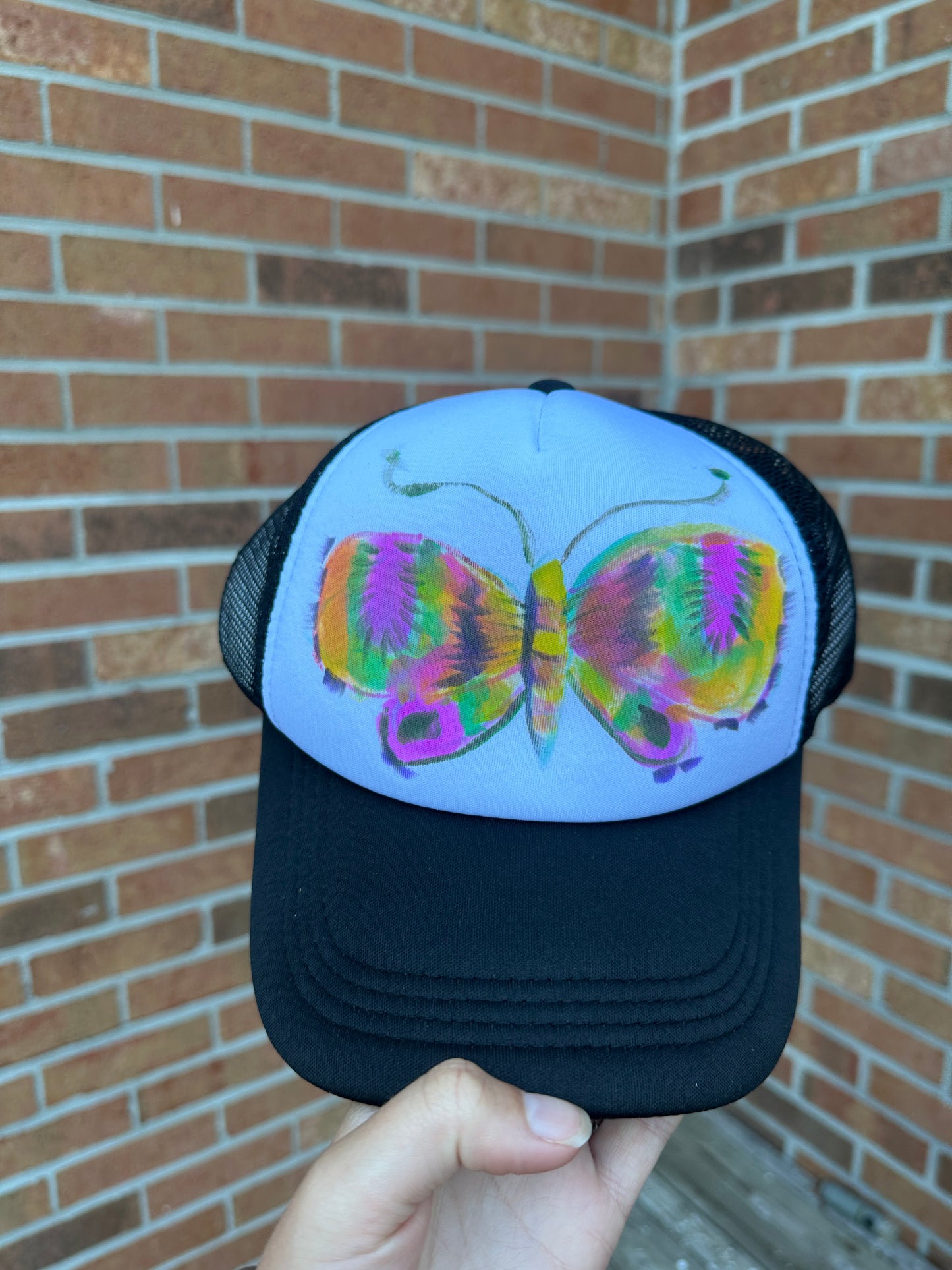 Black Butterfly Hand Painted Hat